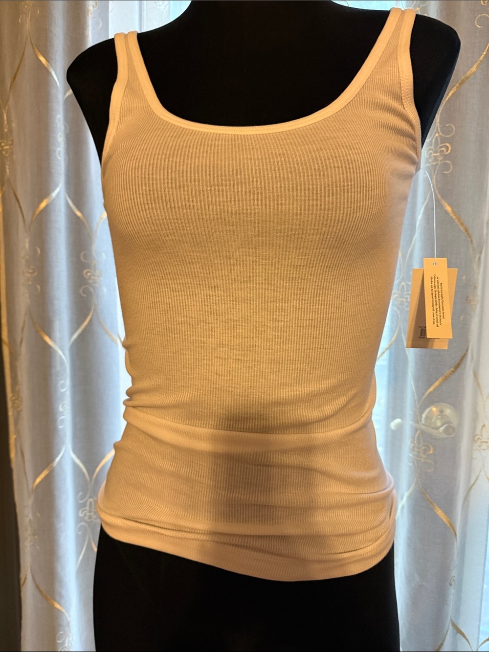 Vince White Ribbed Scoop Neck Tank Top